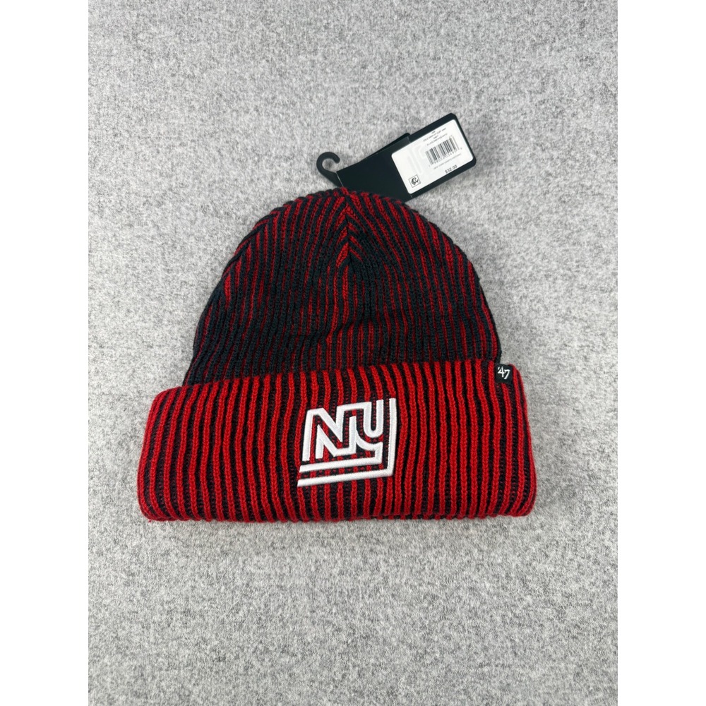 New York Giants 47 Brand Cold Snap Cuff Knit Beanie Red Navy Blue Striped Hat